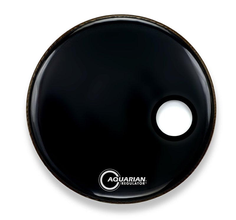 Aquarian Drumheads RSM16BK Regulator Black 16-inch Bass Drum Head, gloss black
